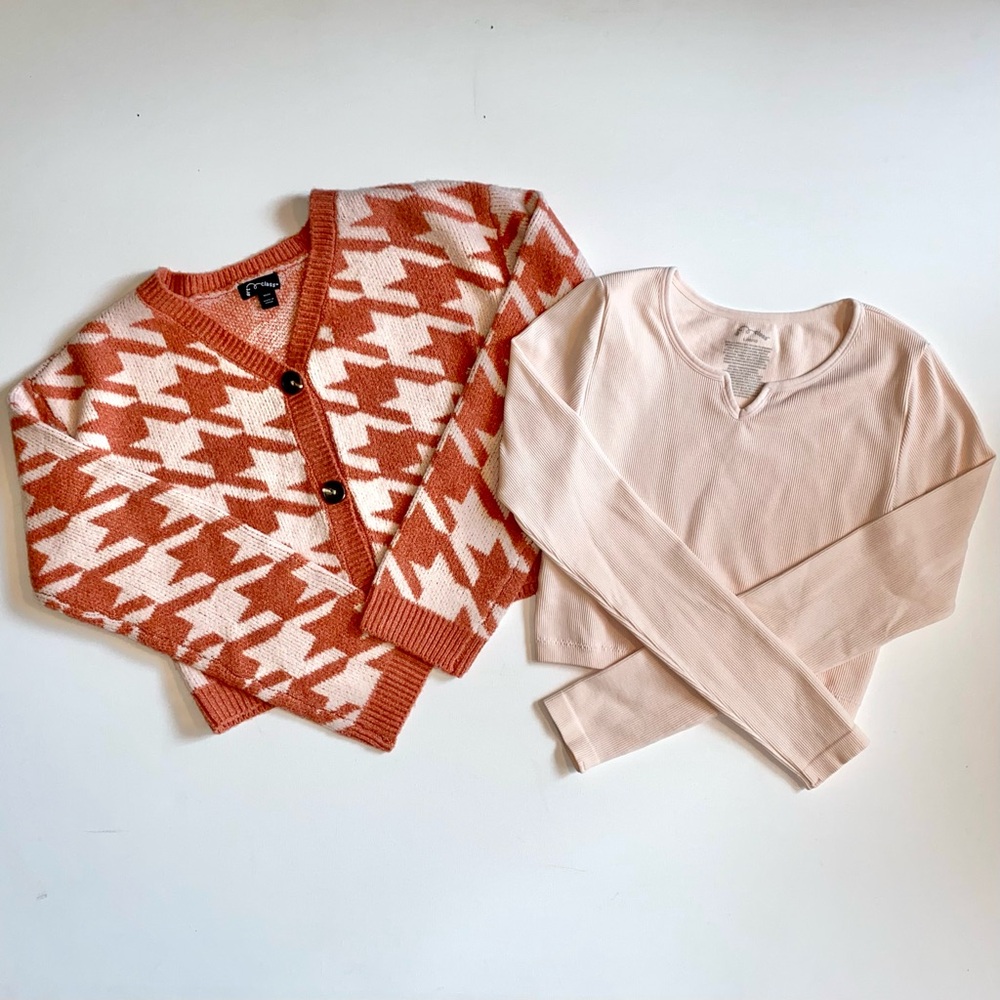 Art Class Girl’s Sweater & Long Sleeve Ribbed Crop Top Size 8 Medium 10 12 Large
